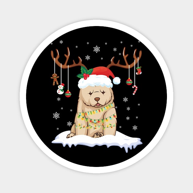 Chow Chow Reindeer Santa Noel Costume Dance On Snow Merry Magnet by bakhanh123